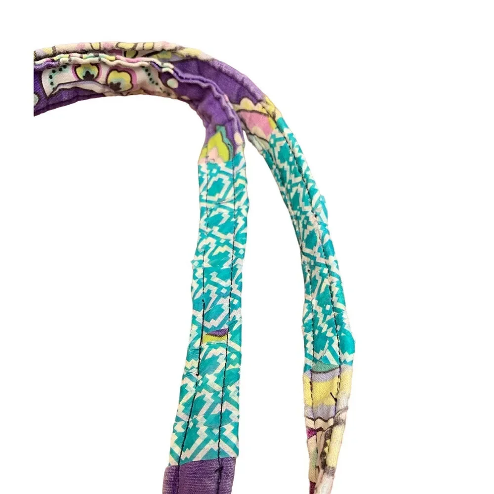 Vera Bradley Purple Blue Floral Quilted Fabric Handbag Purse Tote Bag